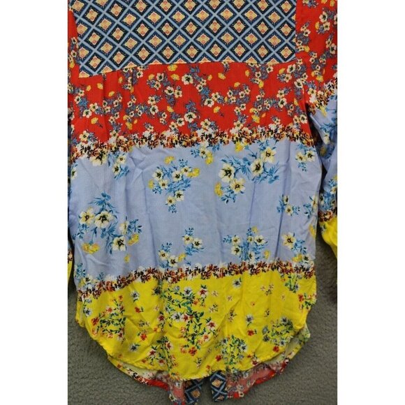 Fig & Flower Long Sleeve Button-Up Floral Blouse-P/S-Cottagecore-Mixed Prints - Picture 9 of 11